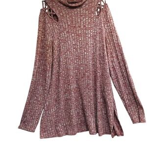 Zac‎ & Rachel Top Women's Tunic Sweater Rust Size 2XL Split Sides Long Sleeve